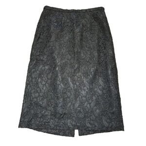 NEIMAN MARCUS EXCLUSIVE BLACK LINED REAR ZIP LACE PENCIL SKIRT, SZ 0